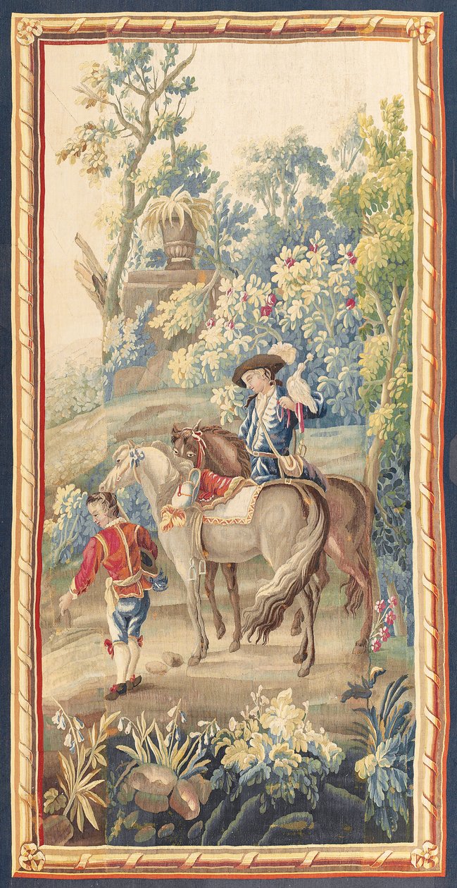 Uno di un paio di arazzi pastorali Luigi XVI, Aubusson, c.1775 da French School