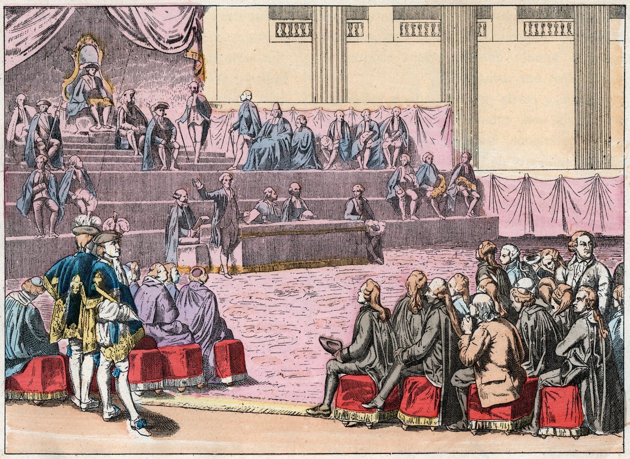 Apertura degli Stati Generali a Versailles il 5 maggio 1789 riunendo i Tre Ordini (il Clero, la Nobiltà e il Terzo Stato) - Apertura degli Stati Generali, 5 maggio 1789 - Incisione della fine del XIX secolo in "Nos Gires Nationales" da French School
