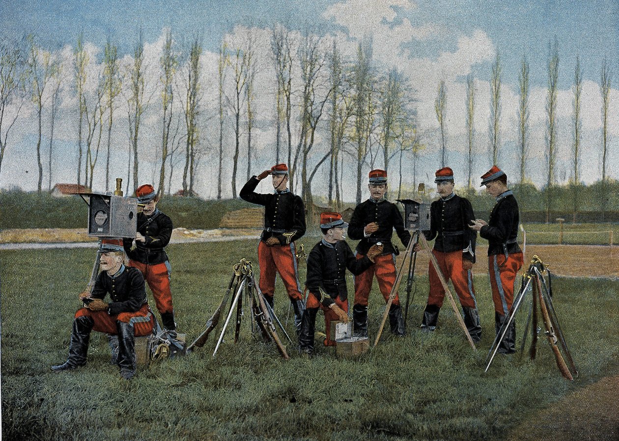 Seduta di telegrafo ottico - in "Album militare - servizio domestico: cavalleria" da French School