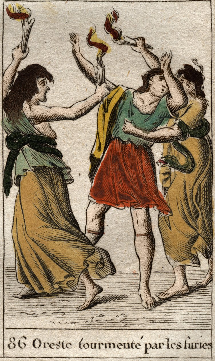 Oreste perseguitato dalle Erinni per aver vendicato la morte del padre Agamennone uccidendo la madre Clitennestra. Da 