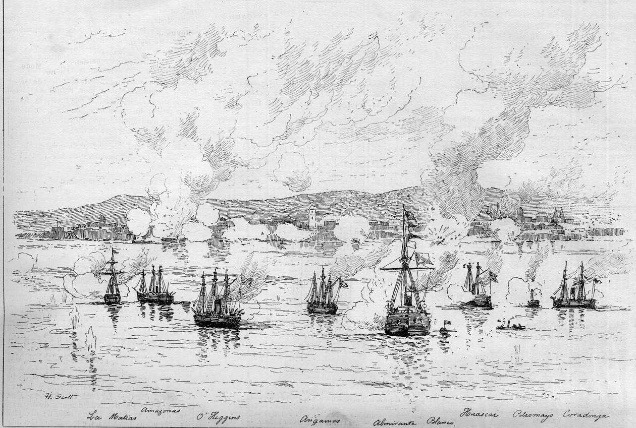 Guerra del Pacifico (1879-1884) tra Perù e Bolivia e Cile - 22 aprile da French School
