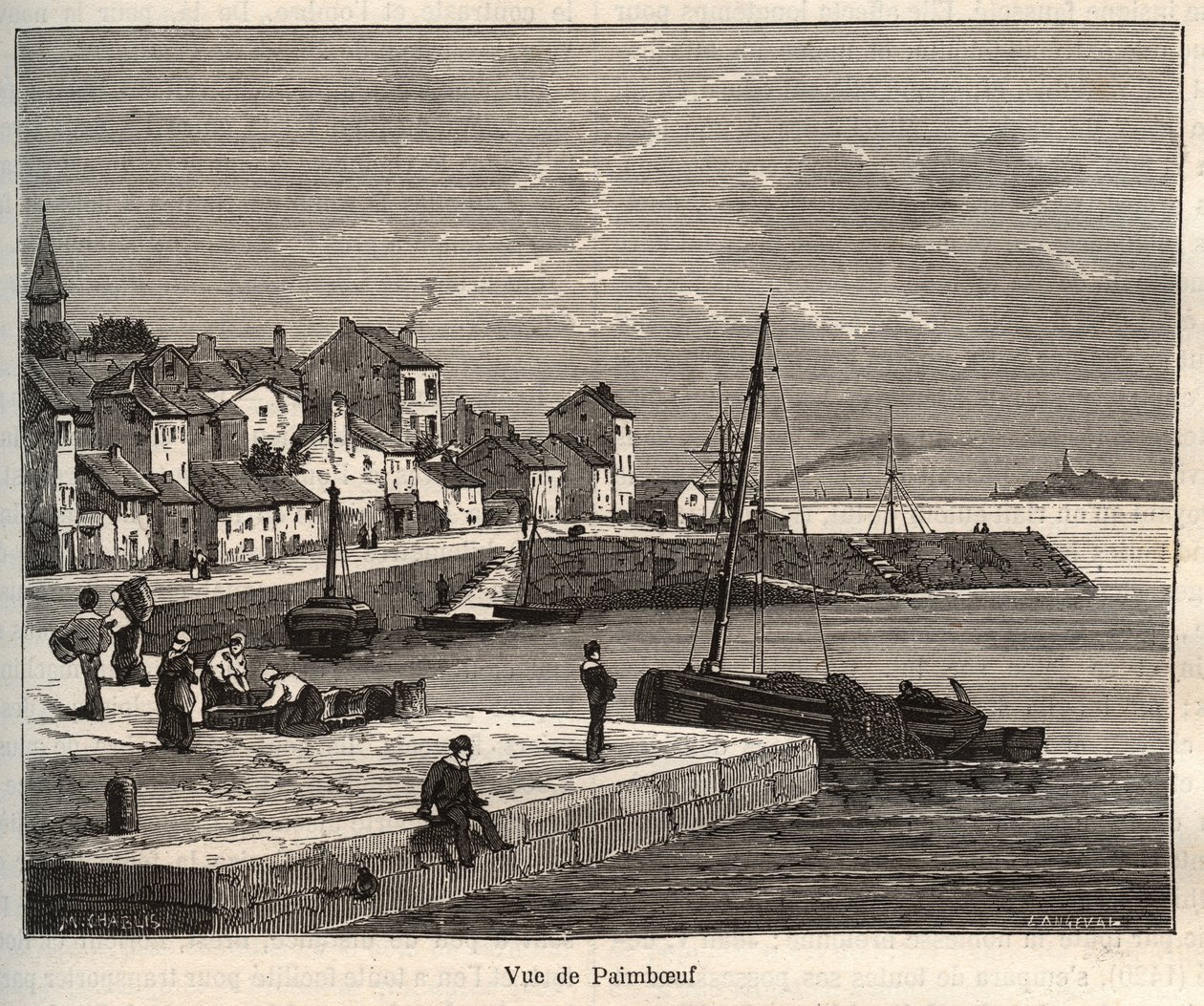 Paimboeuf - Loira Atlantica, nella regione Pays de la Loire - incisione in "La Francia illustrata: geografia, storia, amministrazione statistica" di V.-A. Malt-Brown. 1884 da French School