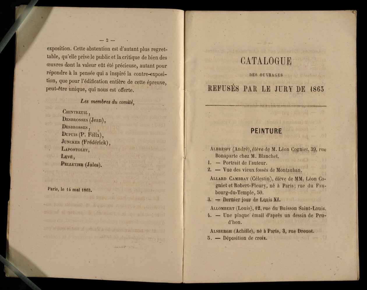 Capitolo della pittura, dal Salon des Refusés, 1863 da French School