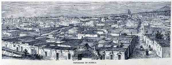 Panorama di Puebla, Messico Centrale, da Le Antiche Città del Nuovo Mondo, di Claude-Joseph-Desire Charnay, pub. 1887 da French School