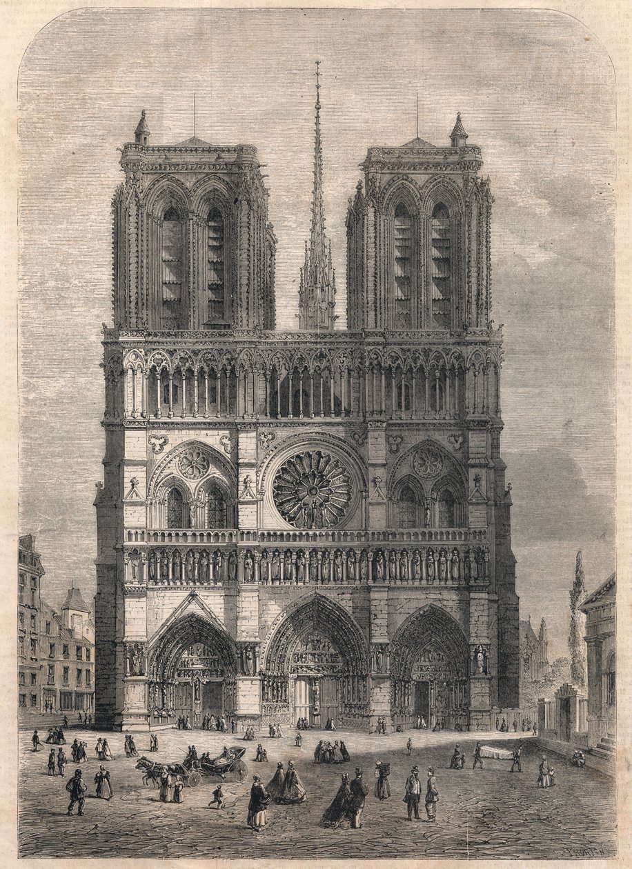 Parigi: Notre Dame. Piano dopo Eugene Viollet le Duc, che restaurò la cattedrale a metà del XIX secolo. da French School