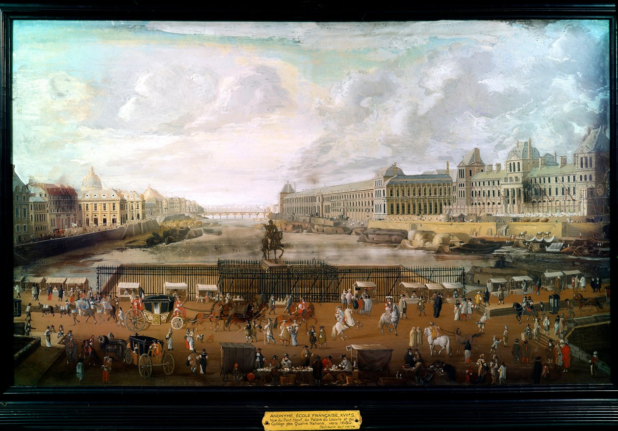 Parigi, Vista del Pont-neuf, il Palais du Louvre e il Collegio delle Quattro Nazioni circa 1680 da French School