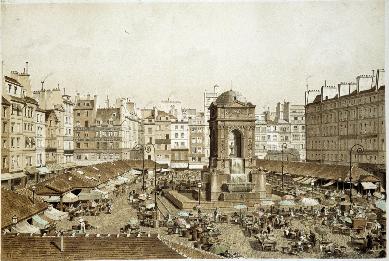 Parigi, il Mercato e la Fontana degli Innocenti da French School
