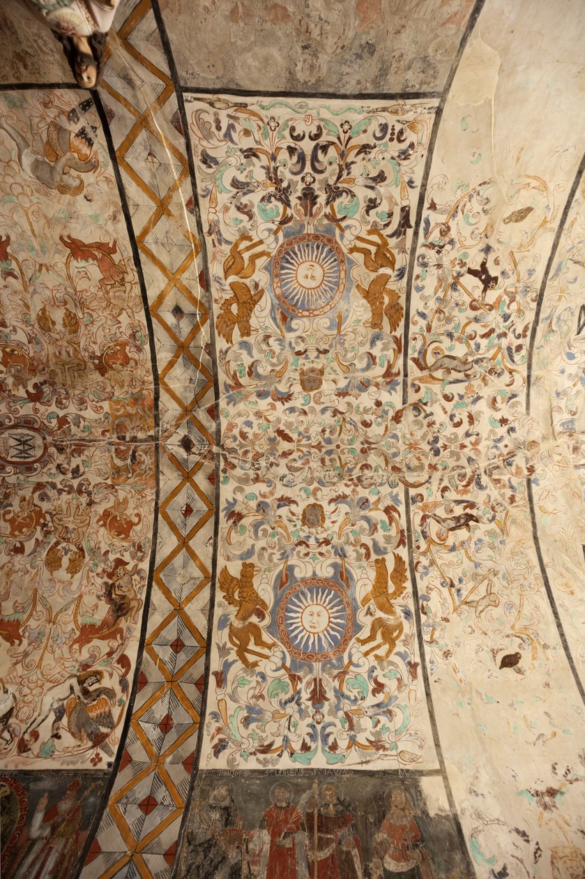 Chiesa parrocchiale (Església de la Mare de Déu de Solers). Interno. La navata, i soffitti. Affreschi. 16° secolo (?) da French School
