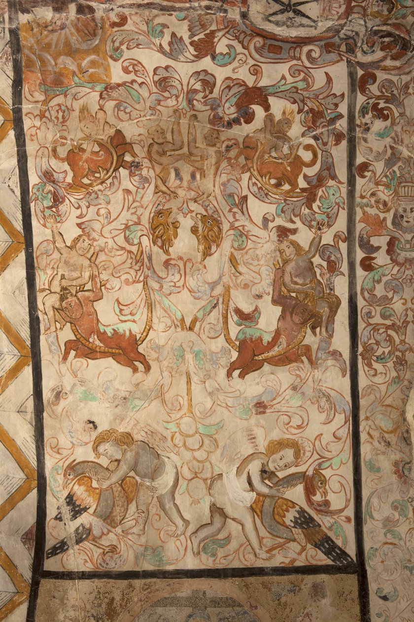 Chiesa parrocchiale (Església de la Mare de Déu de Solers). Interno. Le navate. Affreschi. Dettaglio. 16° secolo (?) da French School