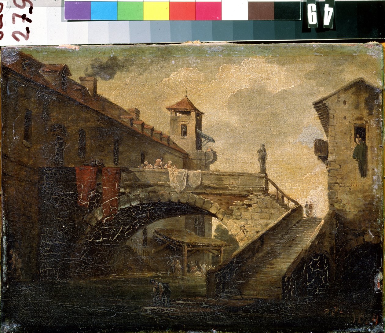Paesaggio in un villaggio francese da French School