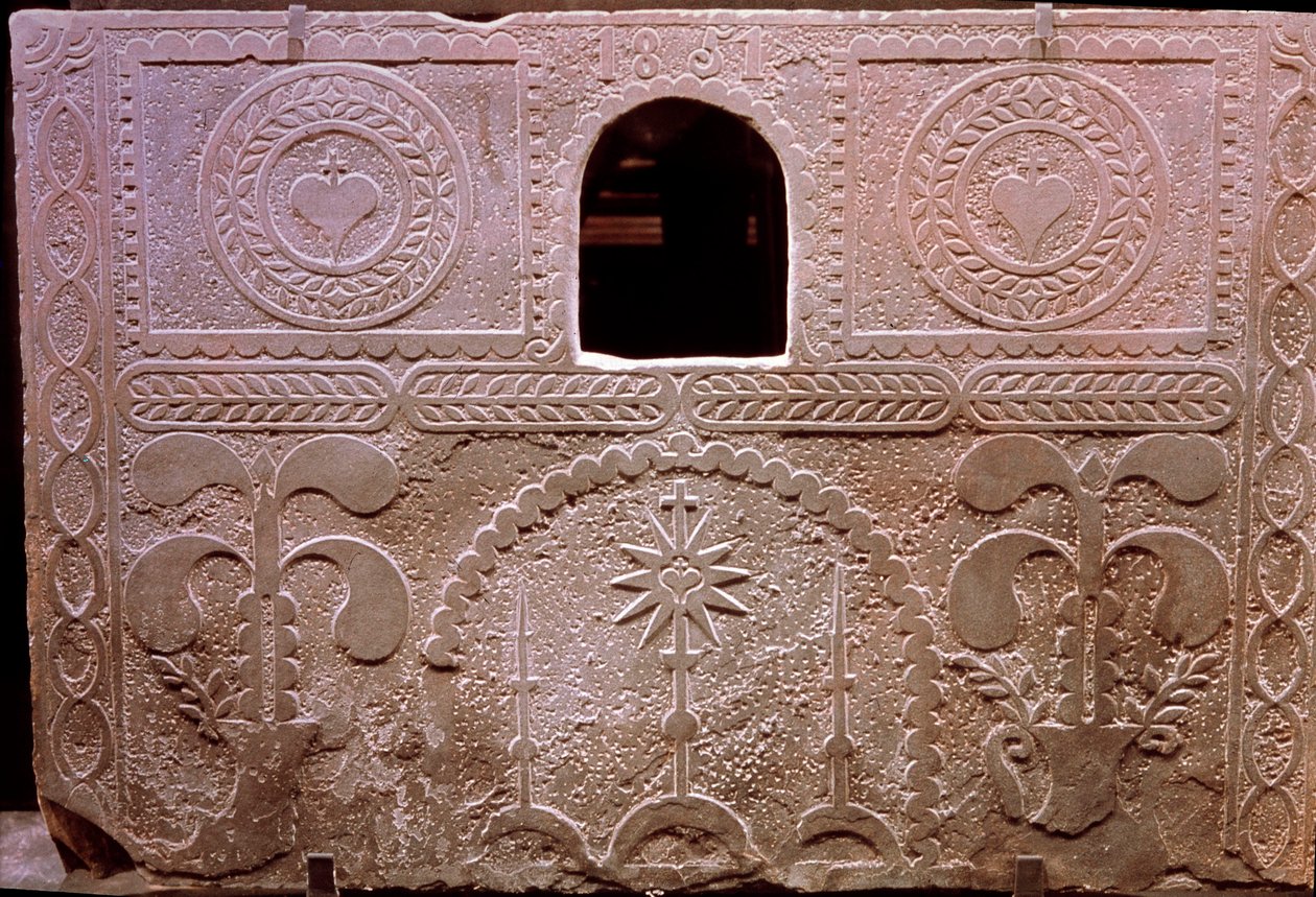Piastra del camino contadino. Dalla Francia occidentale. XVIII secolo. Museo Nazionale delle Arti e Tradizioni Popolari da French School