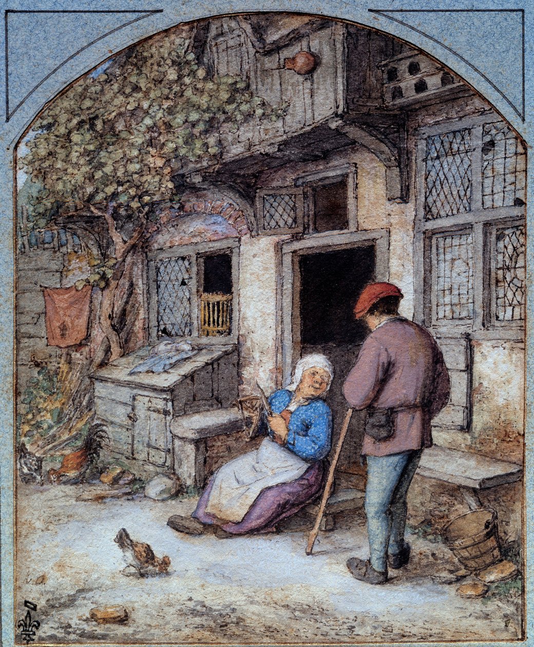 Contadini davanti alla loro casa da French School