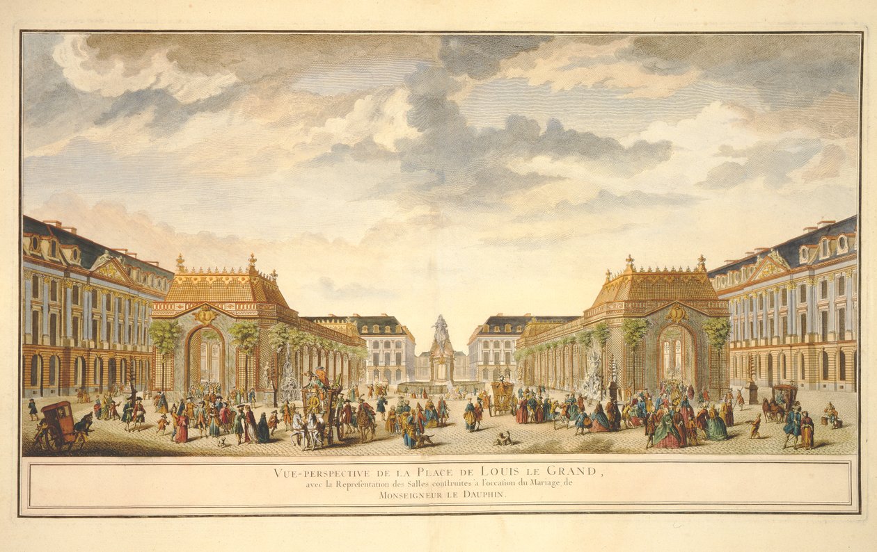 Veduta prospettica della Place de Louis le Grand con le stanze costruite per il matrimonio di Monseigneur le Dauphin da French School
