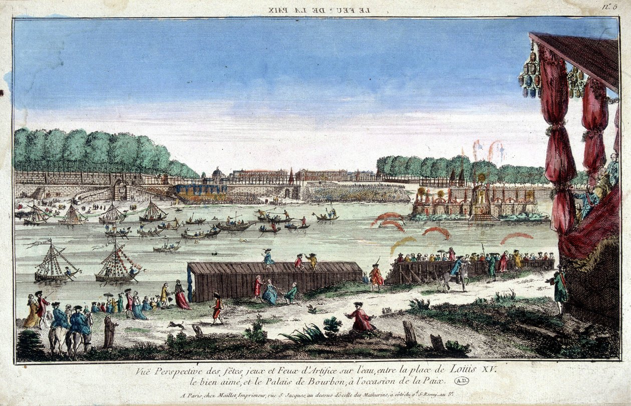 Veduta prospettica di feste, giochi e fuochi d