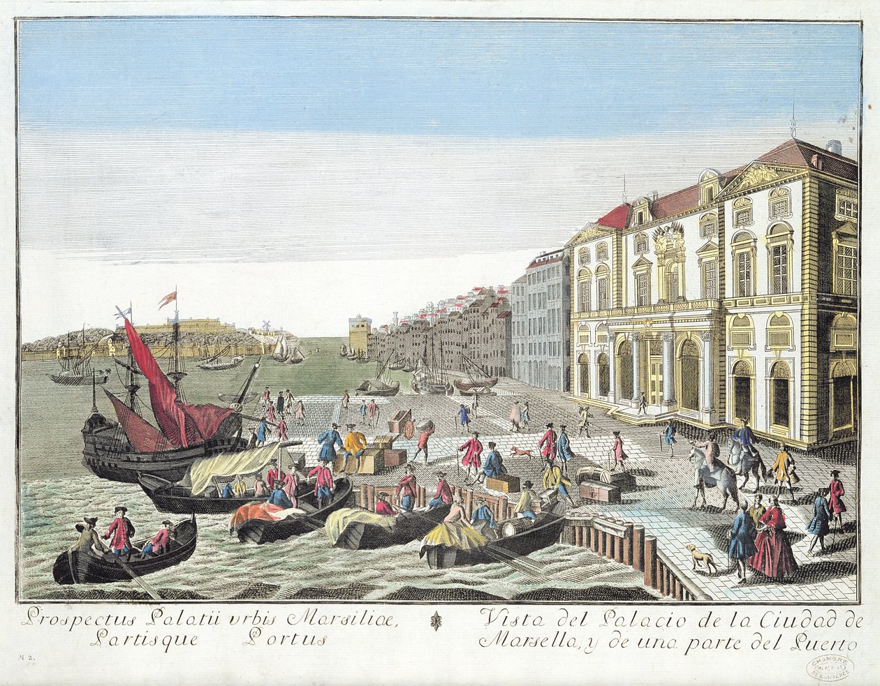 Veduta prospettica del Municipio e parte del porto di Marsiglia, c.1770 da French School