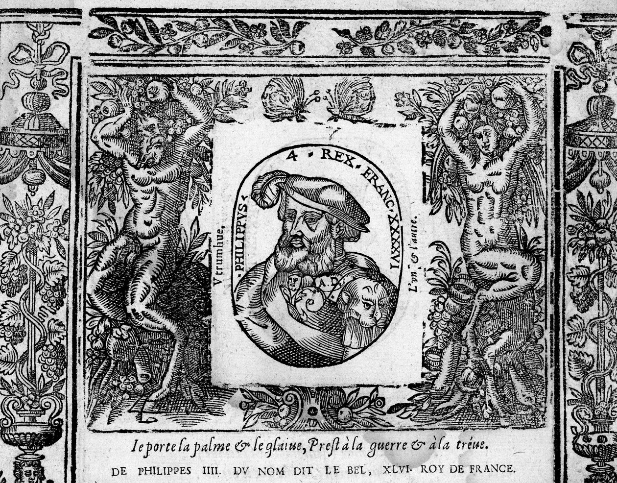 Filippo IV, il Bello, ritratto inciso in medaglione da French School