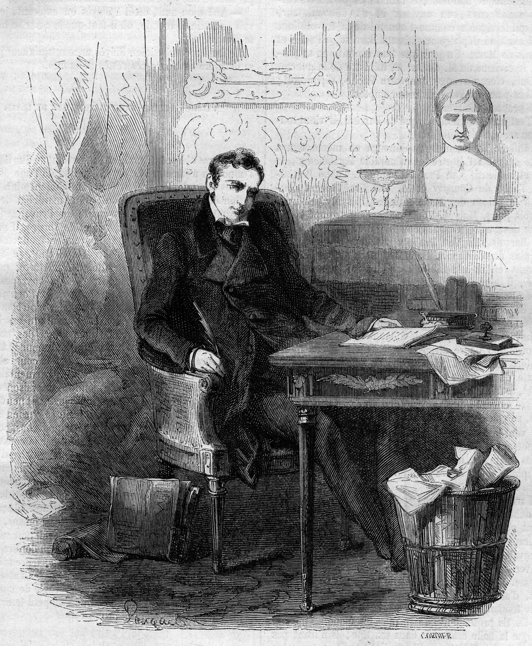 Philippe Paul de Segur (1780-1873), diplomatico e storico francese, scrive la campagna russa. Incisione del 1856 da French School