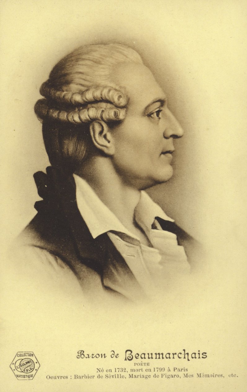 Pierre Beaumarchais (1732-1799), drammaturgo francese (litografia) da French School
