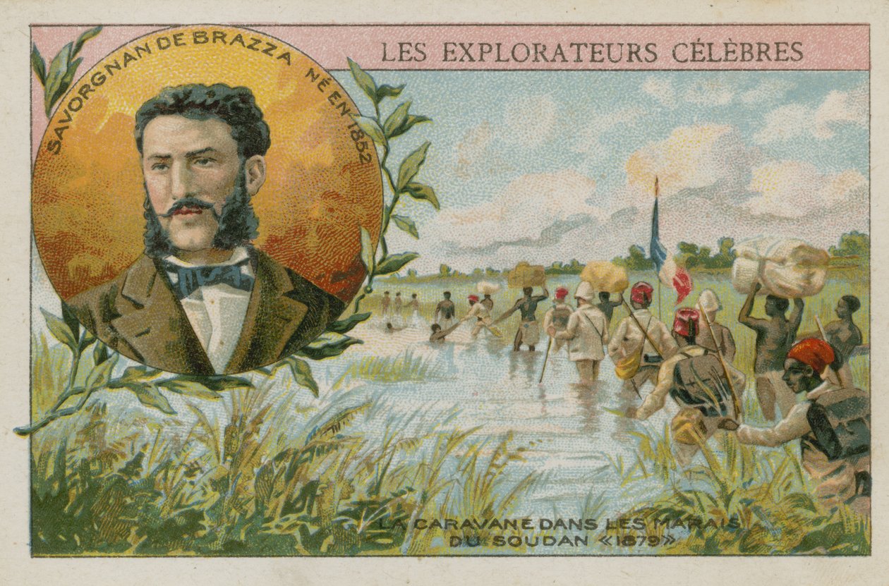 Pierre Savorgnan de Brazza, esploratore francese di origine italiana (cromolito) da French School