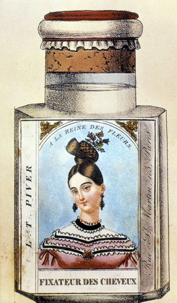 Bottiglia di fissatore per capelli Piver, circa 1830 da French School