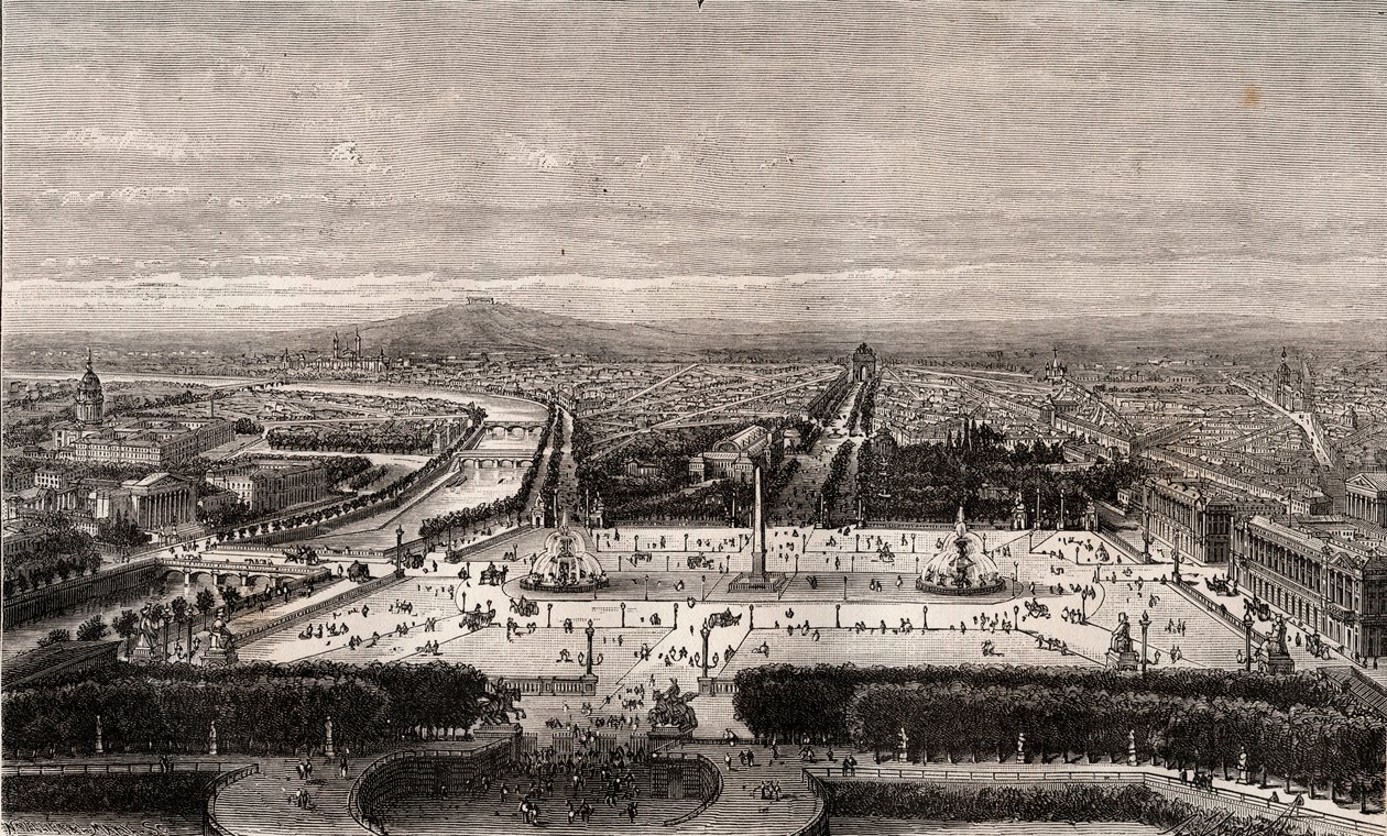 Place de la Concorde a Parigi - incisione in “La France illustrée: geografia, storia, amministrazione statistica” di V.A. Malt-Brown. 1884 da French School