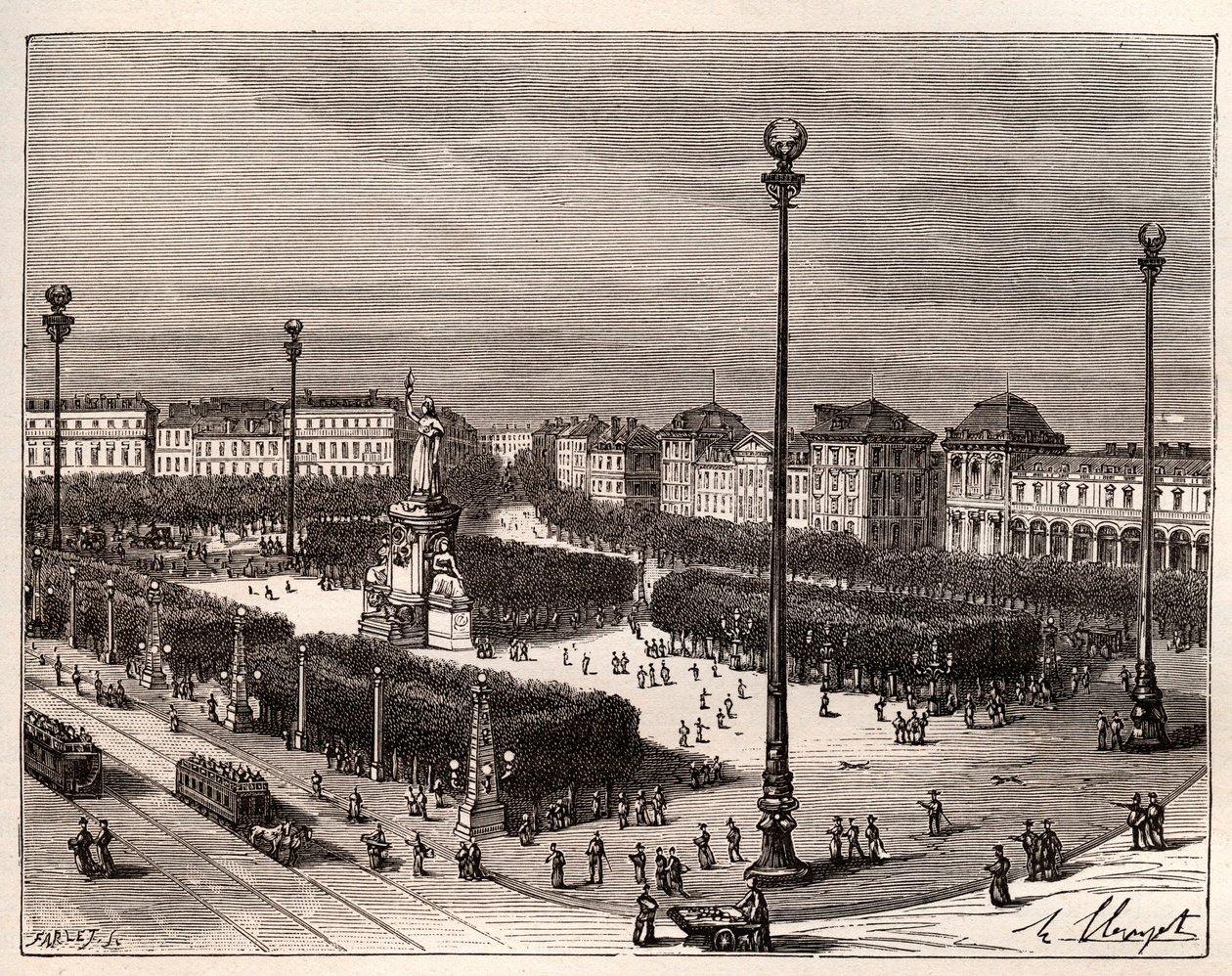 Place de la République a Parigi - incisione in 