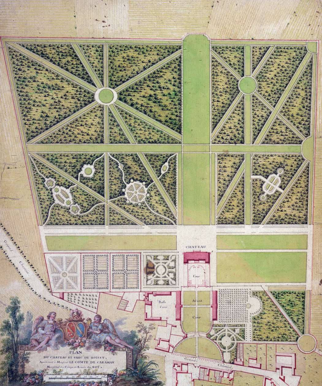 Piano del castello e del parco di Roissy, appartenente al Conte di Caraman da French School