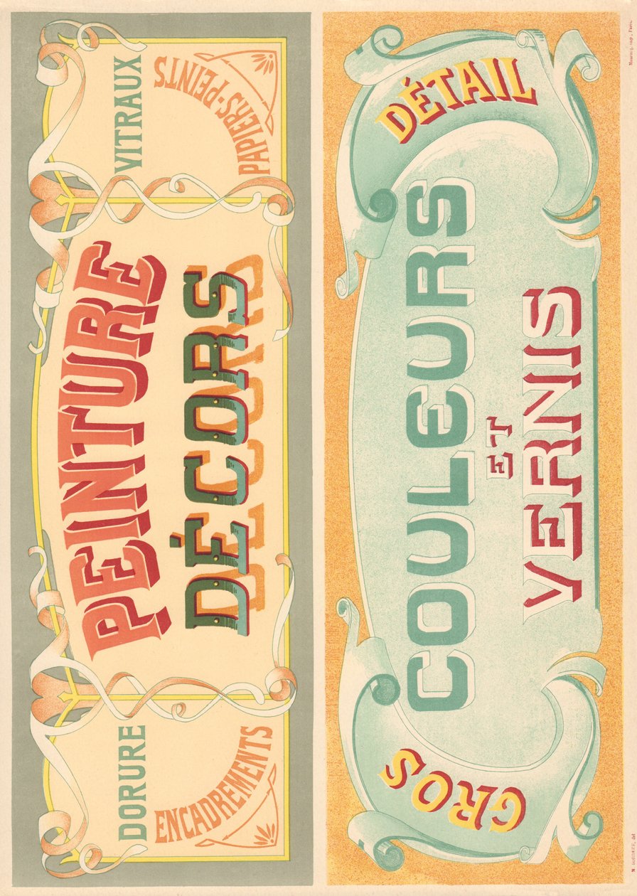 Modelli di segnaletica per pittore di lettere Art Nouveau da French School