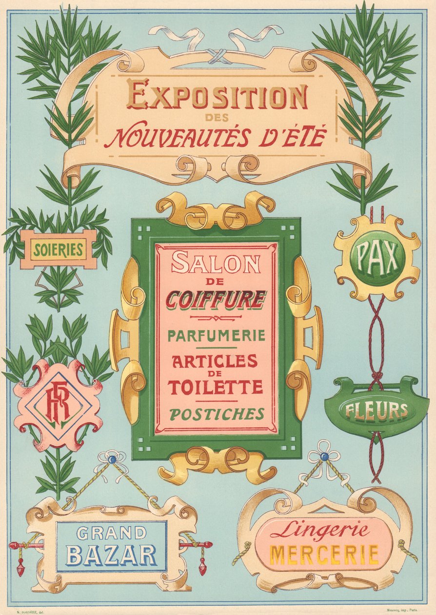 Modelli di segnaletica per pittore di lettere Art Nouveau da French School