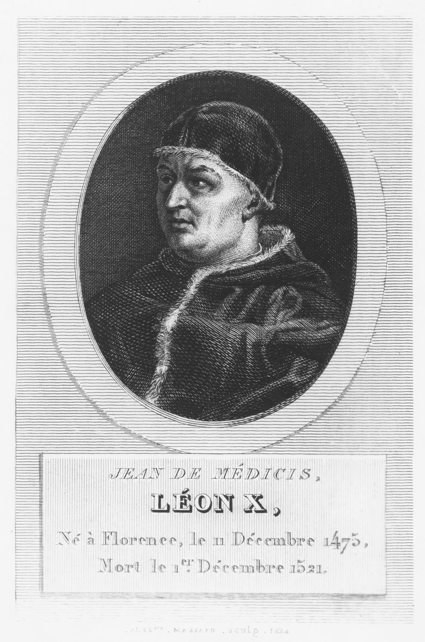Papa Leone X, Giovanni di Lorenzo de Medici (incisione) da French School