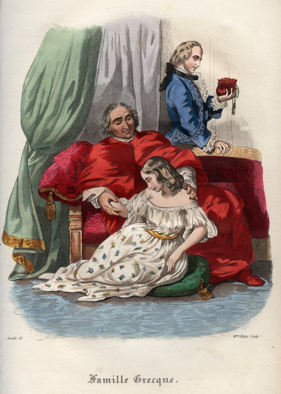 Papa Pio VI (1717-1799) che seduce una giovane donna da French School