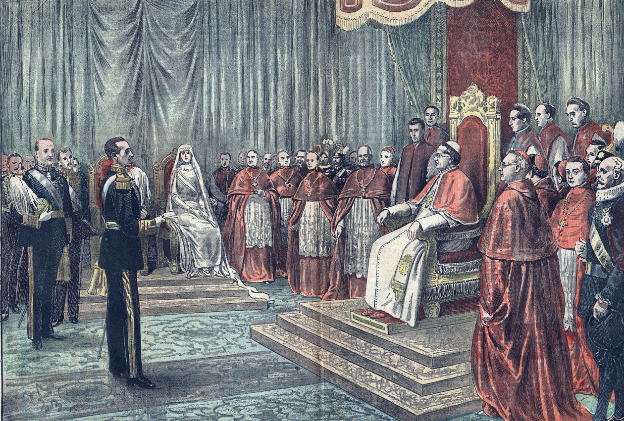 Papa Pio XI riceve in udienza solenne i governanti di Spagna, a "Le Pelerin". da French School
