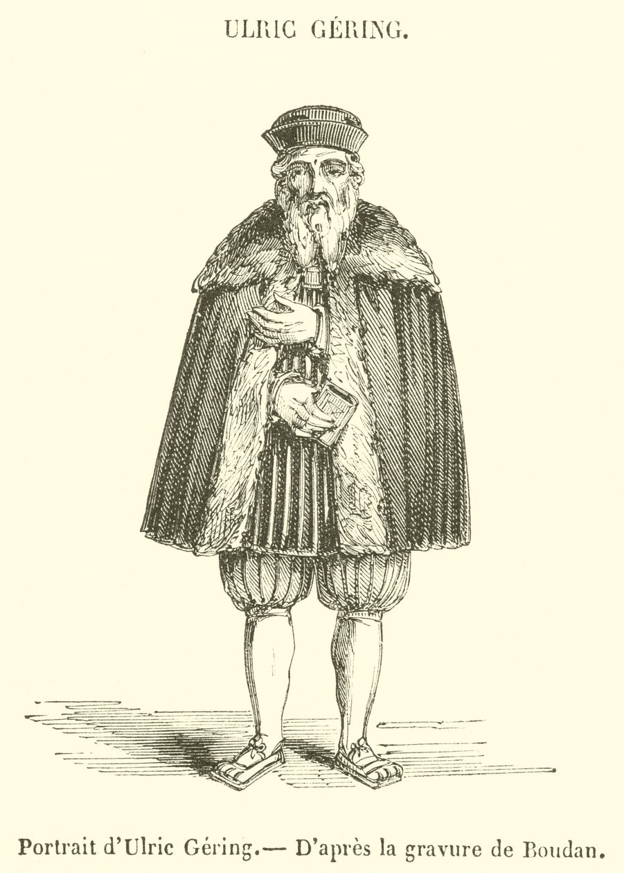 Ritratto di Ulric Gering (incisione) da French School