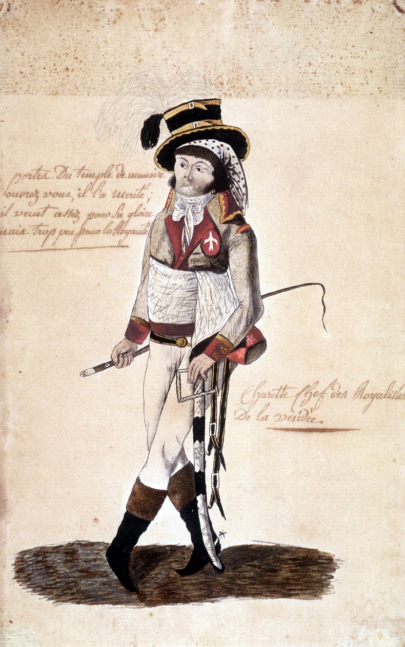 Ritratto a figura intera di François Athanase de Charette de la Contrie (1763-1796), leader realista della Vandea - Museo Dobrée, Nantes da French School