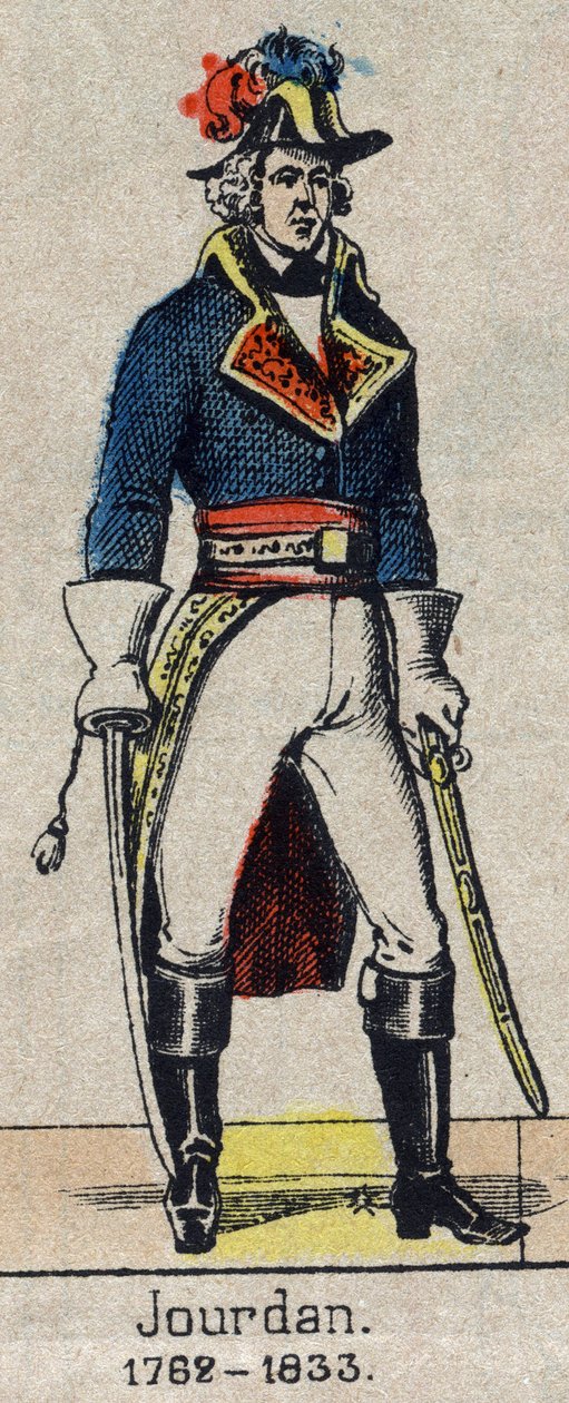 Ritratto a figura intera di Jean Baptiste, conte Jourdan, maresciallo di Francia (1762-1833). Immagine di Epinal della fine del XIX secolo da French School