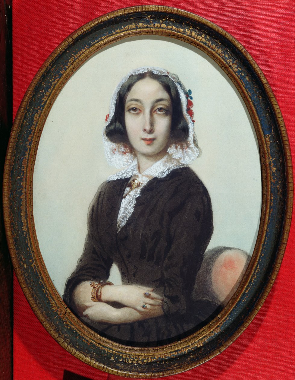 Ritratto in miniatura di George Sand (1804-76) c.1840 da French School