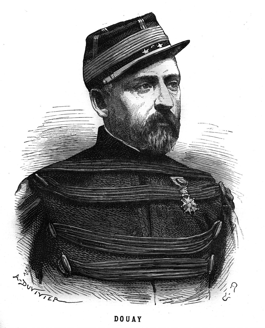 Ritratto di Abel Douay (1809-1870), generale francese. Incisione in "Les Illustrations De L