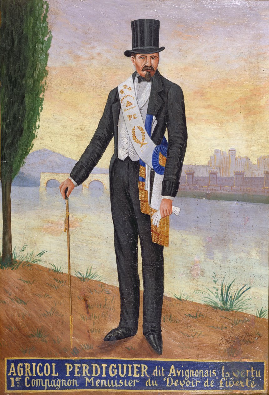 Ritratto di Agricol Perdiguier noto come Avignonais sulle rive del fiume Rodano ad Avignone, c.1860-65 da French School