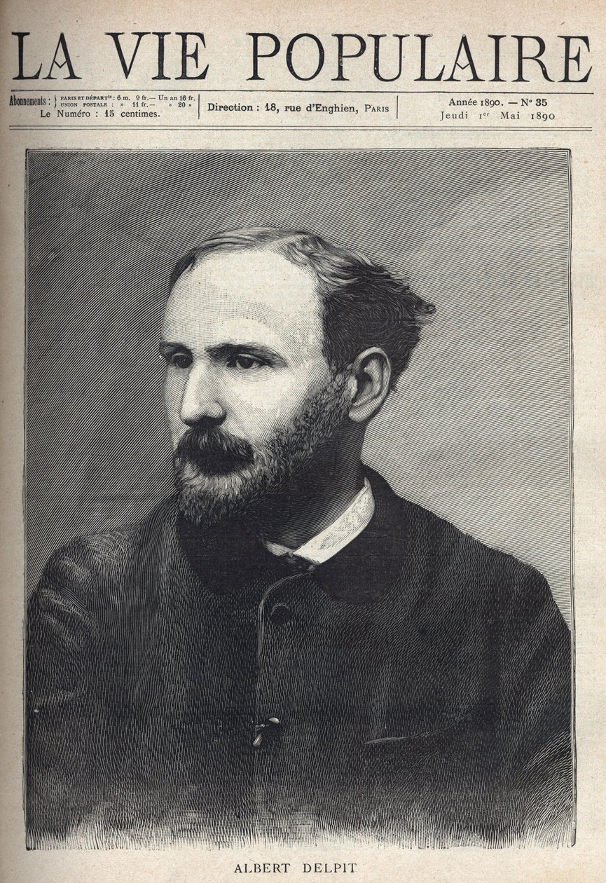 Ritratto di Albert Delpit (1849-1893), romanziere e drammaturgo. Incisione in 