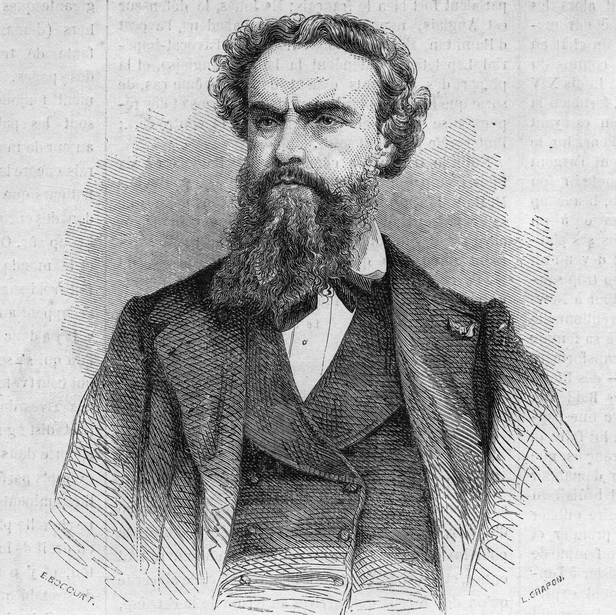 Ritratto di Alexandre Cabanel, pittore francese. Incisione in "Le Monde Illustré" n. 338 del 3 ottobre da French School