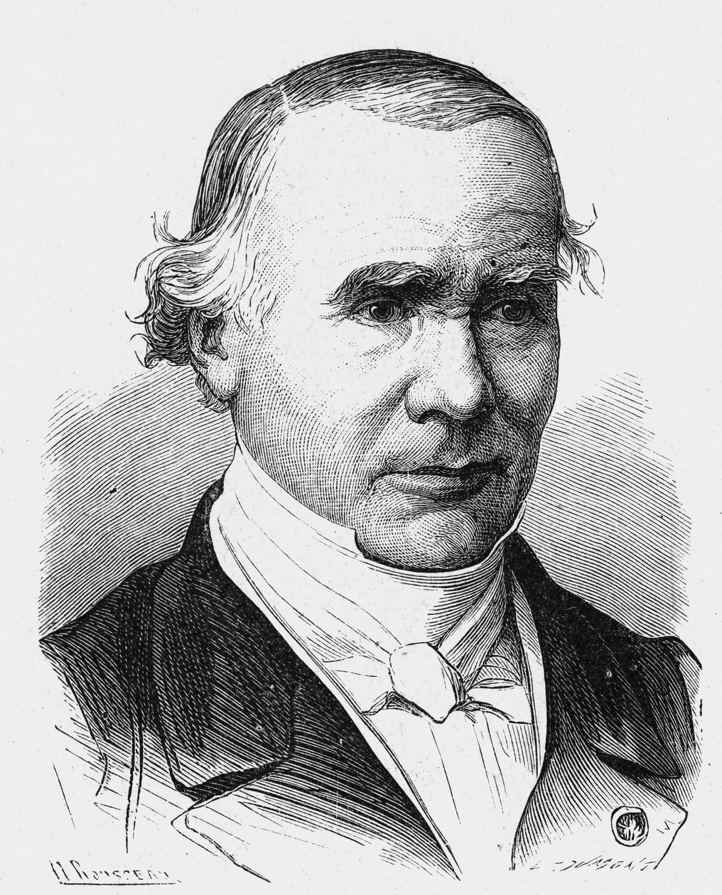 Ritratto di Alfred Louis Maris Velpeau (1795 - 1867), chirurgo francese (una benda porta il suo nome) - in "Album della Scienza; illustri scienziati; Grandi scoperte" 1896 da French School