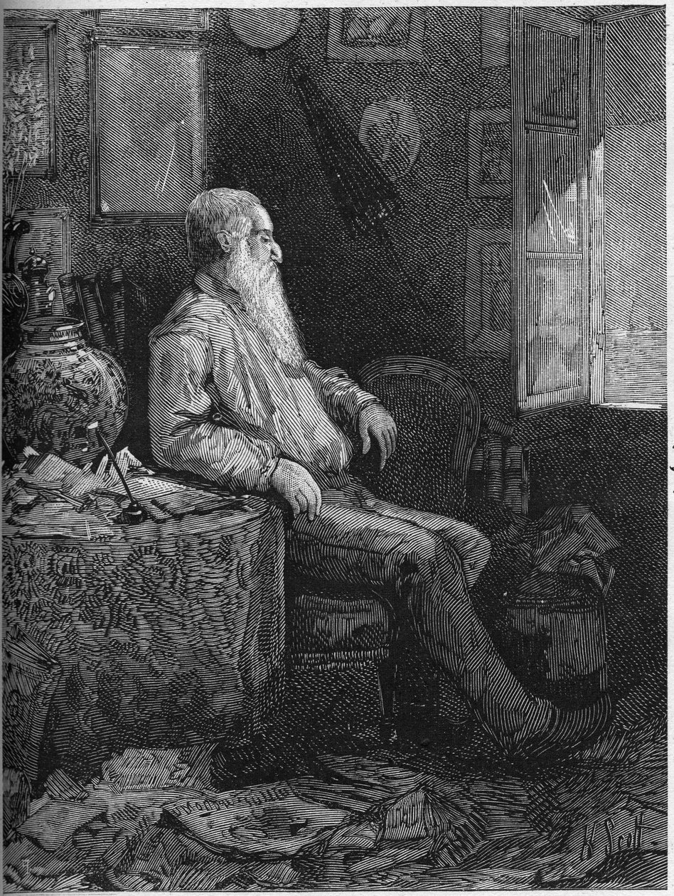 Ritratto di Alphonse Karr (1808-1898), romanziere e drammaturgo francese. Incisione in 