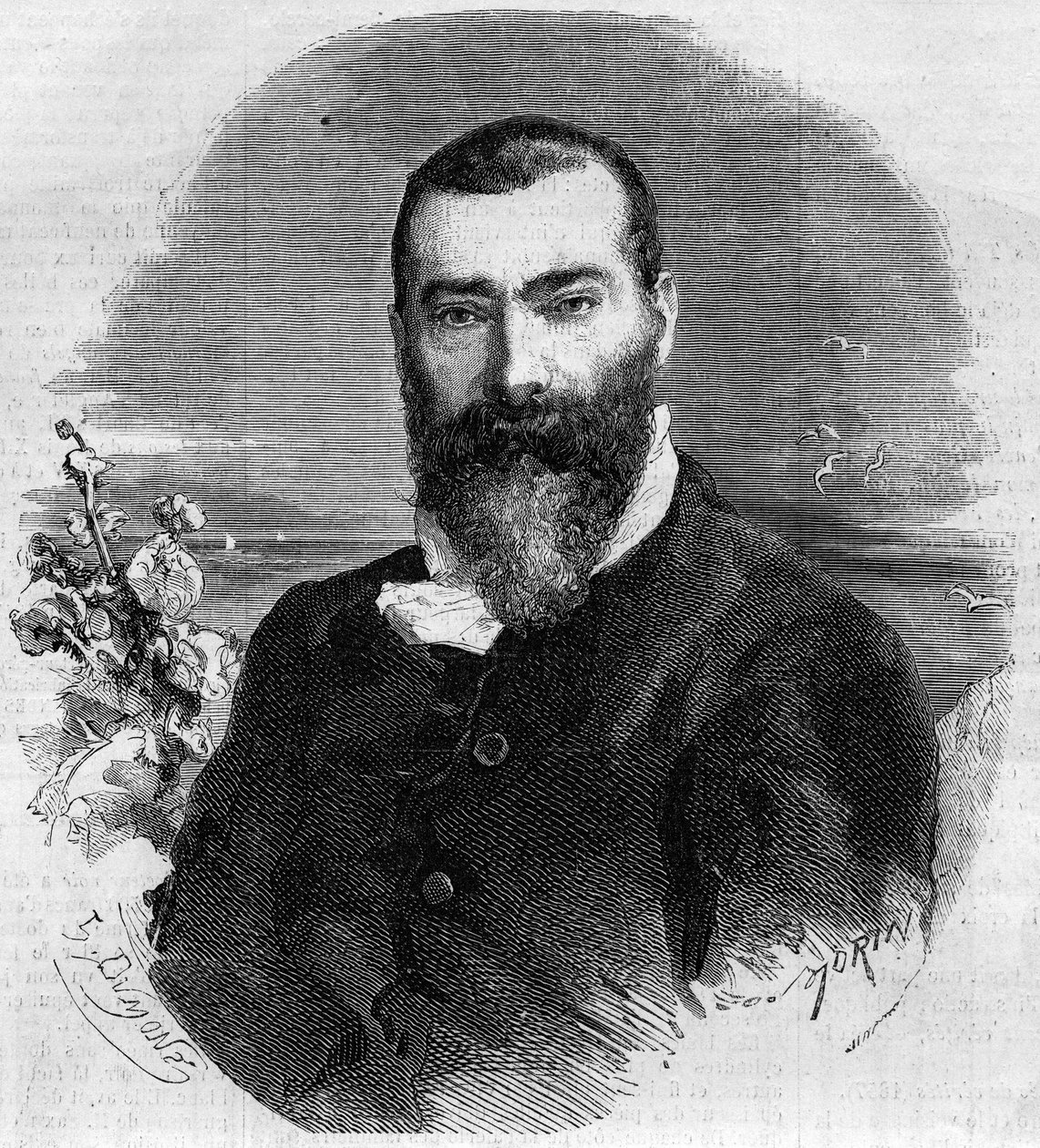 Ritratto di Alphonse Karr (1808-1898), romanziere e drammaturgo francese. Incisione in 