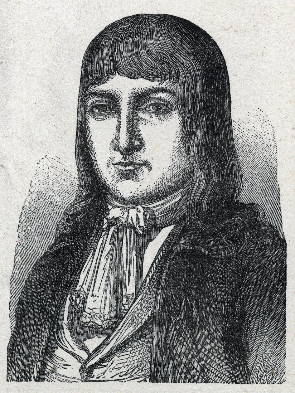 Ritratto di Amateur Jerome Le Bras des Forges, cavaliere di Boishardy, capo chouan della Rivoluzione francese (1762-1795) Incisione del 1889. Collezione privata da French School