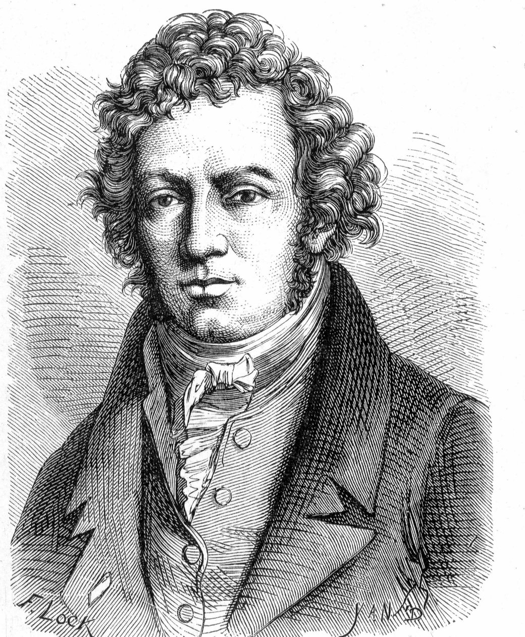 Ritratto di André Marie Ampère (1775 - 1836), fisico francese - in "Album della Scienza; illustri scienziati; Grandi scoperte" 1896 da French School