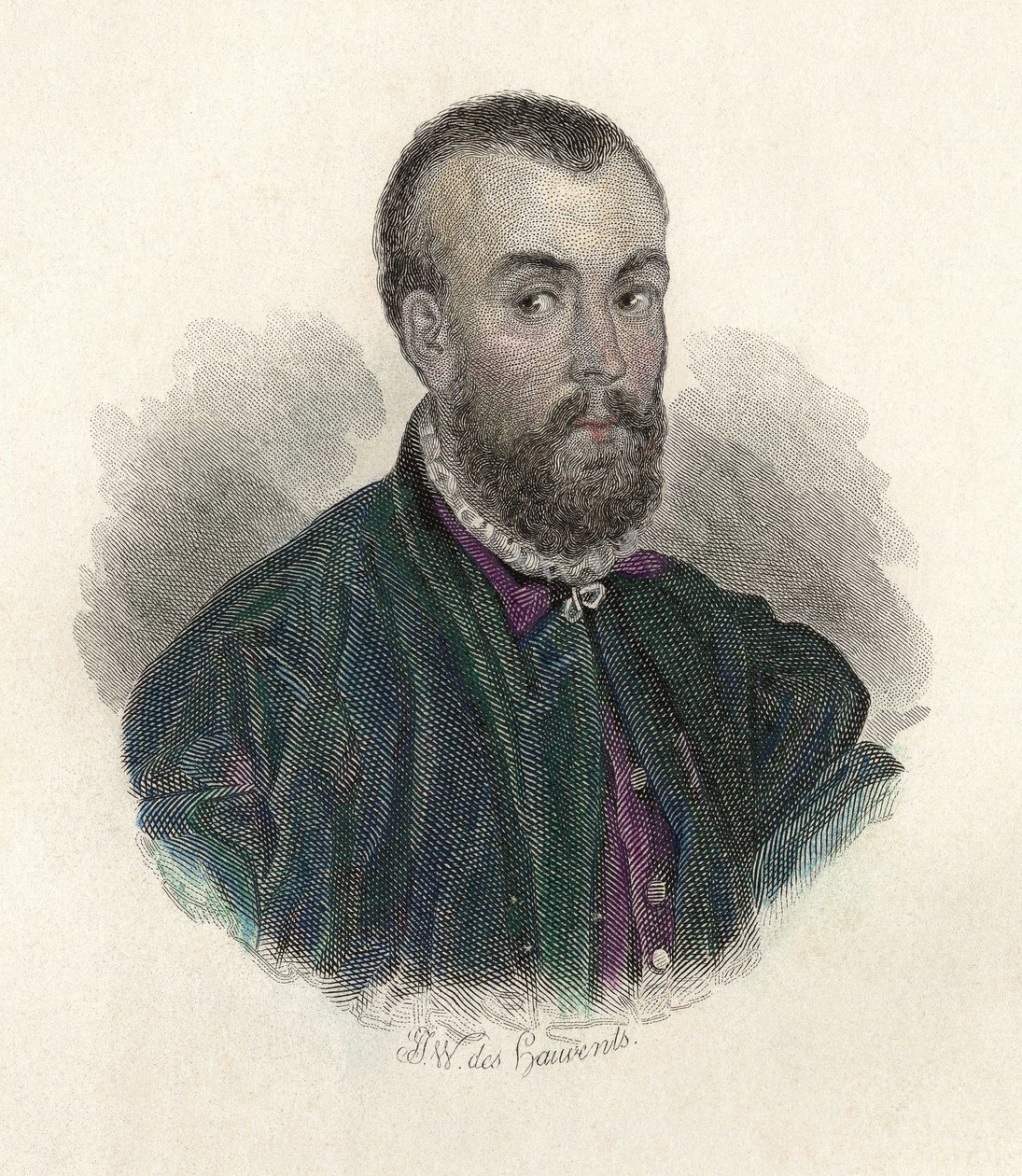 Ritratto di Andrea Vesalio (1514-1564), medico fiammingo che praticò in Spagna e Italia. in "Portraits des Hommes Utiles" da French School
