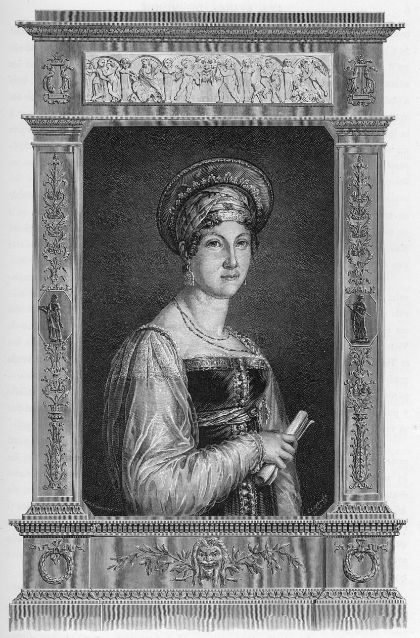 Ritratto di Anne Françoise Boutet detta Mademoiselle Mars (1779-1847) attrice francese - Incisione del 1862 in "Le Regine del Mondo" dei nostri primi scrittori. Libro pubblicato sotto la direzione di J. G. D. Armengaud da French School