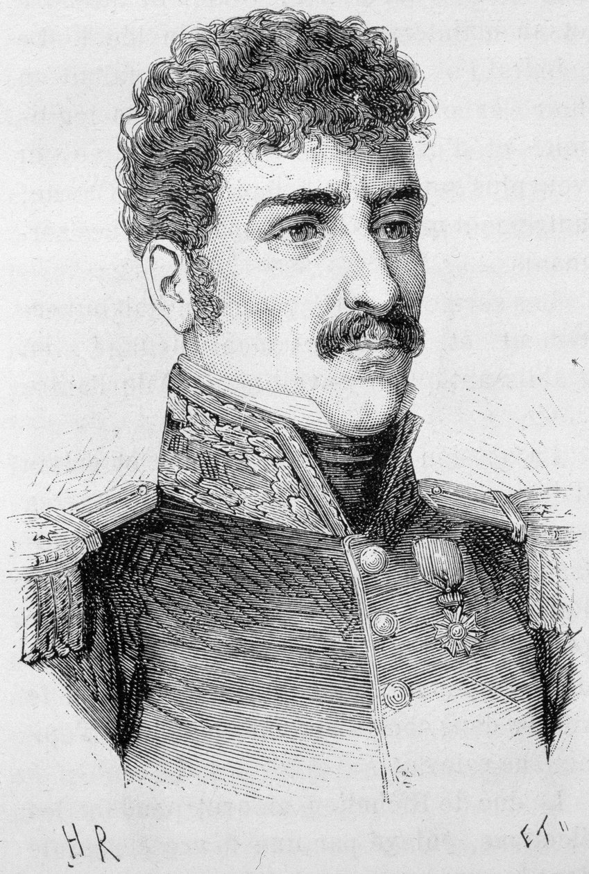 Ritratto di Berton (Jean Baptiste Breton detto), generale francese (1769 - 1822) - in "La Storia della Francia" di Henri Martin da French School