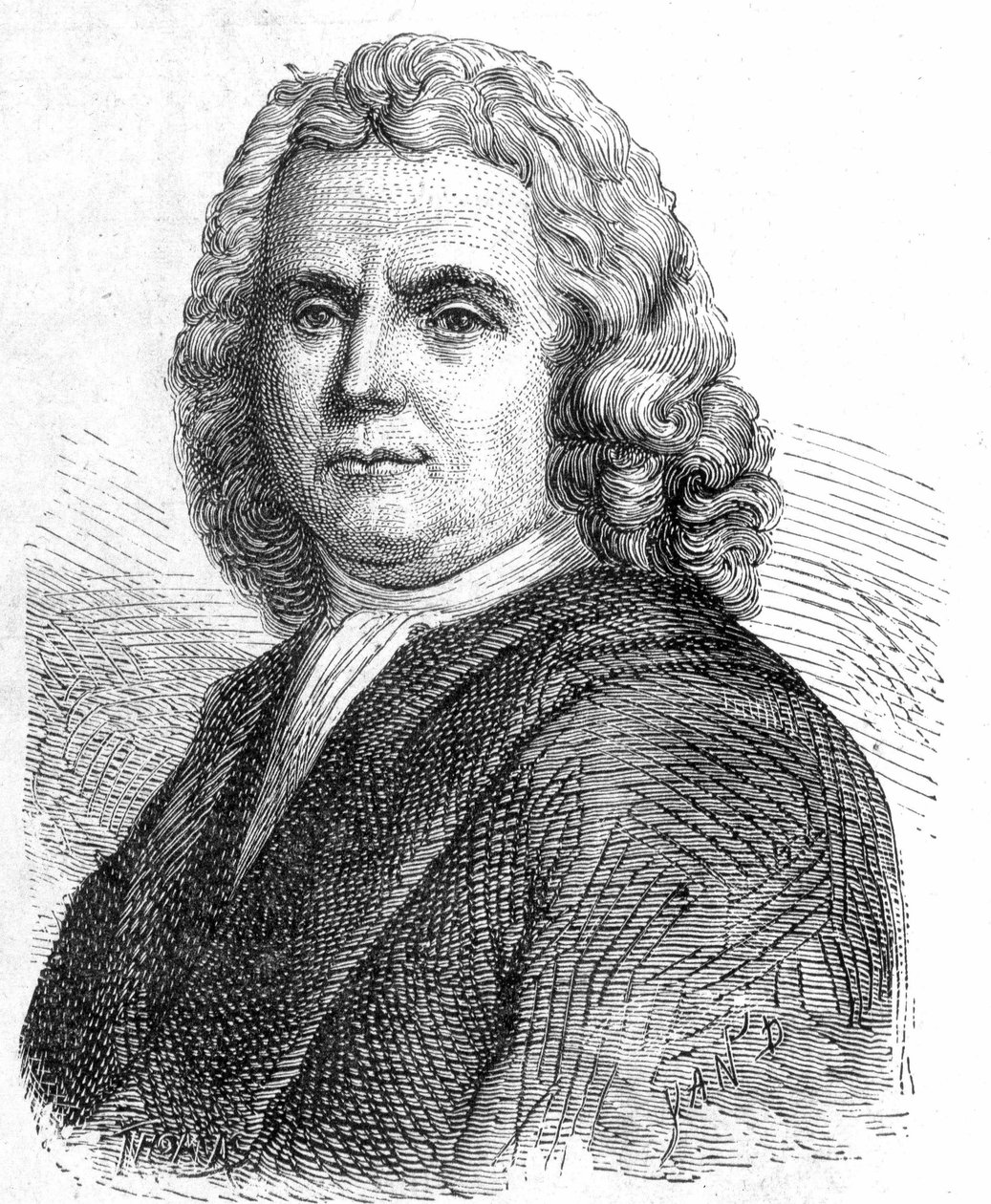 Ritratto di Hermann Boerhaave (1668 - 1738), medico e chimico olandese (sostenitore dello iatromeccanismo) - in "Album della Scienza; studiosi illustri; Grandi scoperte" 1896 da French School