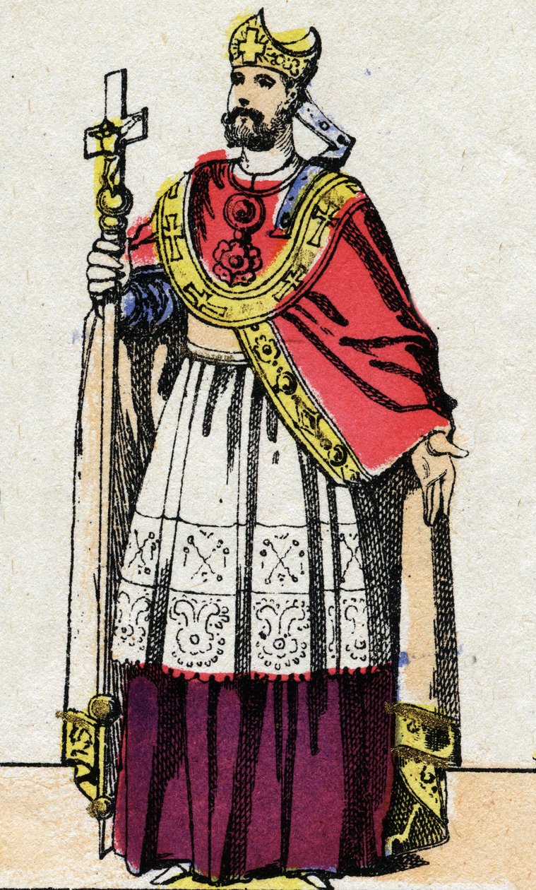 Ritratto di Bonifacio (v.675-754), arcivescovo di Magonza che evangelizzò la Germania e riorganizzò il clero franco. da French School